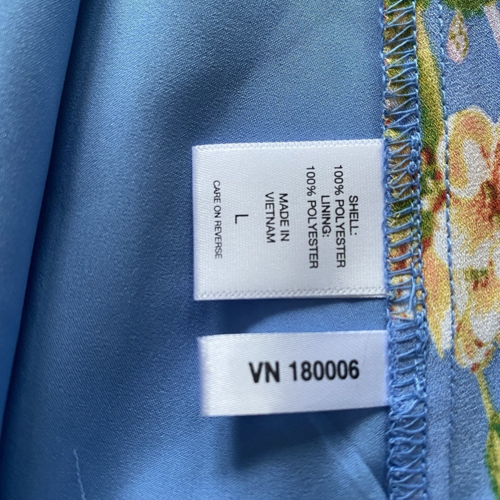 Wrap High Low Floral Dress Size L Blue Ruffled Romantic Cottage Feminine - Picture 6 of 12